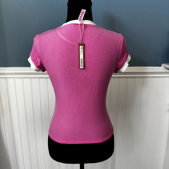 NWT SKIMS Soft Lounge Baby Tee - blush multi - size Medium - SOLD OUT 💗 - Picture 6 of 7